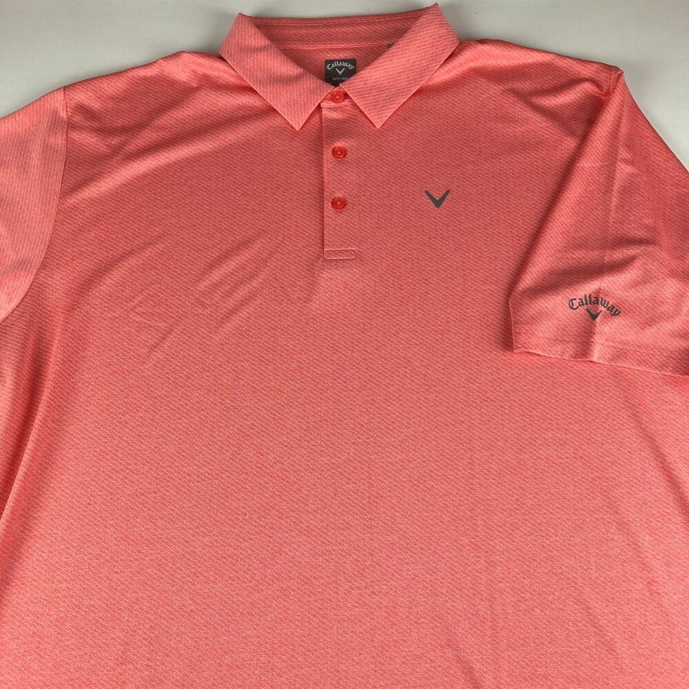 Callaway Opti-Dri Polo Shirt Mens 4XL Coral Pink Golf Performance Big Tall